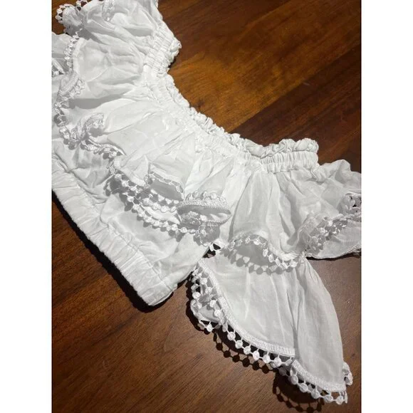Charo Ruiz Ibiza Cata Top in White XSmall New Womens Cropped Blouse
